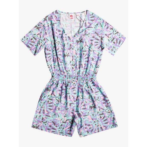 Quiksilver 1986 Stranger Things Lenora Romper Size M Shorts Abstract Playsuit - Picture 1 of 11